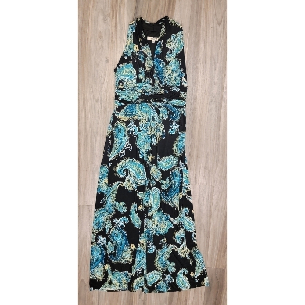 Evan Picone Maxi Dress – Size 10 – Blue Paisley Print